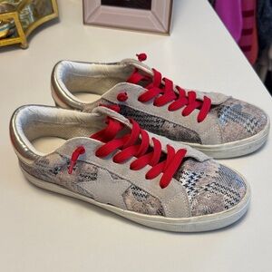 Steve Madden Snakeskin Sneakers with Red Laces